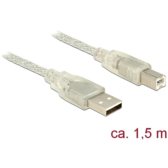 Delock USB 2.0-s kábel A-típusú csatlakozódugóval > USB 2.0-s, B-típusú csatlakozódugóval, 1,5 m (83893)