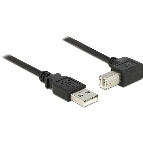 Delock USB 2.0-s kábel A-típusú dugó > USB 2.0 B-típusú dugó derékszögű 1,5 m fekete (84810)