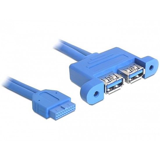 Delock USB 3.0-ás pin fejes kábel, anya > 2 x USB 3.0-A anya párhuzamos (82941)