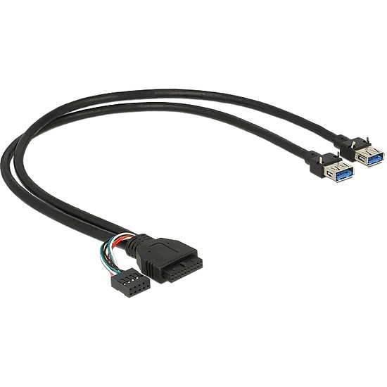 Delock USB 3.0 kábel tűfejes anya + USB 2.0 tűfejes anya > 2 x USB 3.0 A anya 45 cm (83829)