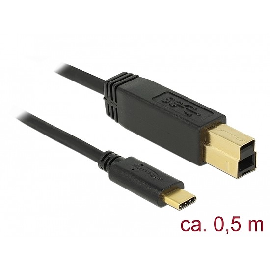 Delock USB 3.1 Gen 2 (10 Gbps) kábel Type-C a B-típusú 0,5 m (83674)