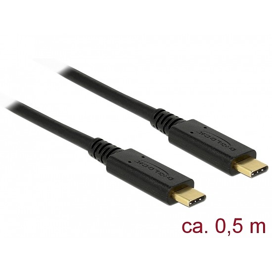 Delock USB 3.1 Gen 2 (10 Gbps) kábel Type-C a Type-C 0,5 m 3 A E-Marker (83042)