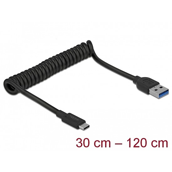 Delock USB 3.1 Gen 2 csavart kábel A-típusú apa - C-típusú apa csatlakozóval (85349)