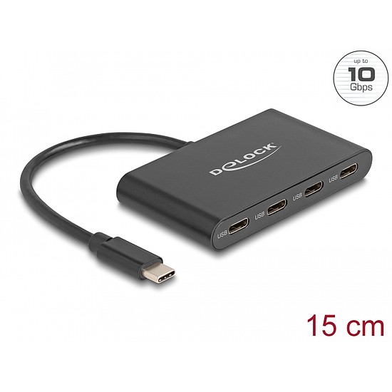 Delock USB 3.2 Gen 2 USB Type-C Hub 4 dbUSB Type-C anya 10 Gbps (64129)