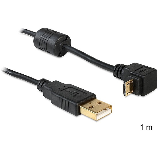 Delock USB-A apa > USB micro-B apa kábel, 90 -ban forgatott fel/le (83148)