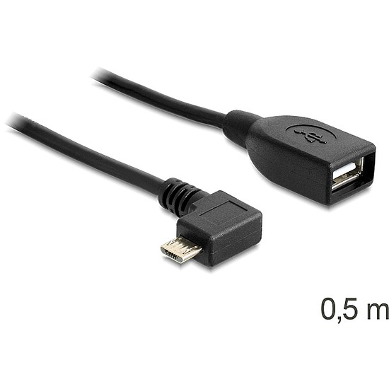 Delock USB micro-B apa > USB 2.0-A anya kábel, OTG, 50 cm, forgatott (83271)