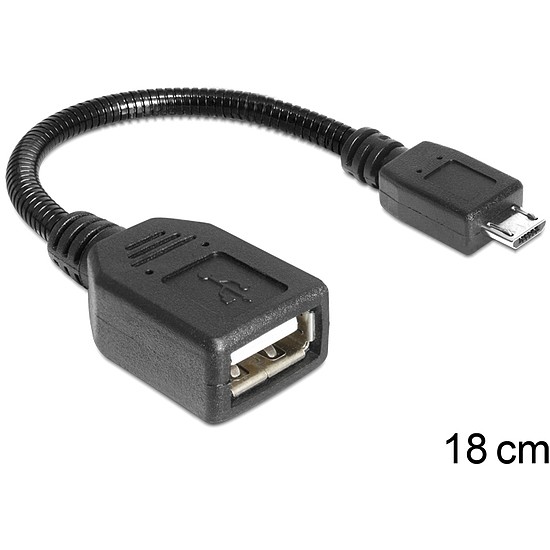 Delock USB micro-B apa > USB 2.0-A anya OTG flexibilis kábel, 18 cm (83293)