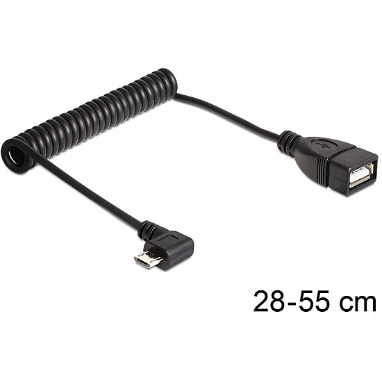 Delock USB mikro-B apa forgatott > USB 2.0-A anya OTG csavaros kábel (83354)