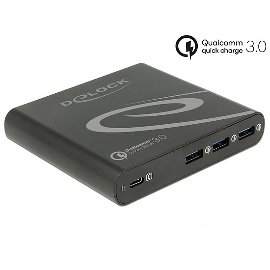 Delock USB tölto 1 db USB Type-C PD 85 W + 3 x USB A-típusú Qualcomm Quick Charge 3.0 (41431)