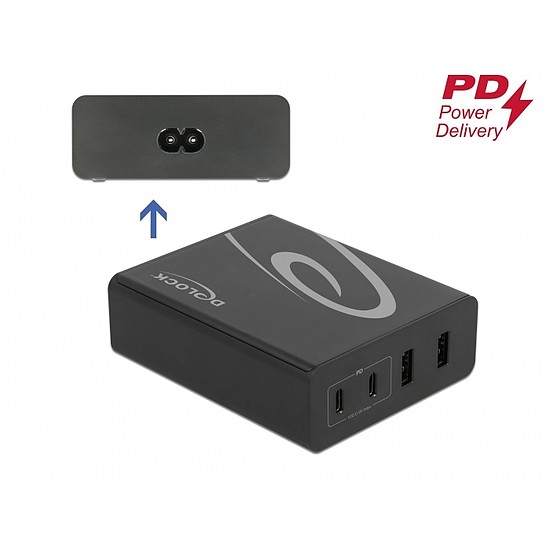 Delock USB töltő 2 db. USB Type-C PD + 2 db. A-típusú USB 112 W-tal (41440)