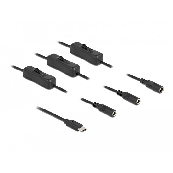 Delock USB Type-C apa 3 db. DC 5,5 x 2,1 mm anya csatlakozójú, 1 méter hosszú kábel (86801)