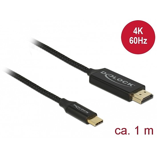 Delock USB Type-C koax kábel HDMI-hoz (DP Alt Mode) 4K 60 Hz 1 m (84904)