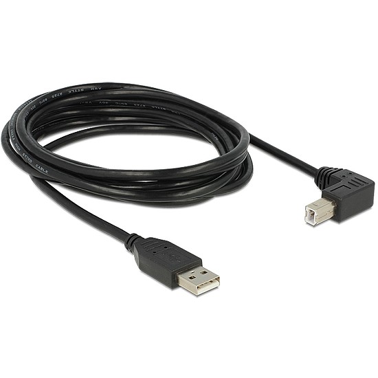 Delock USB2.0 kábel USB A dugó - USB B 90 dugó csatlakozókkal, 3m (83529)