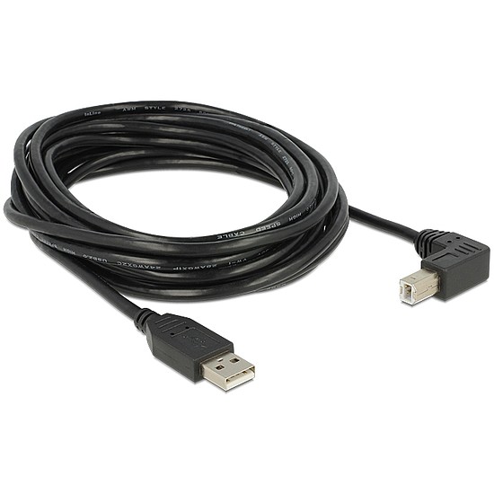 Delock USB2.0 kábel USB A dugó - USB B 90 dugó csatlakozókkal, 5m (83530)