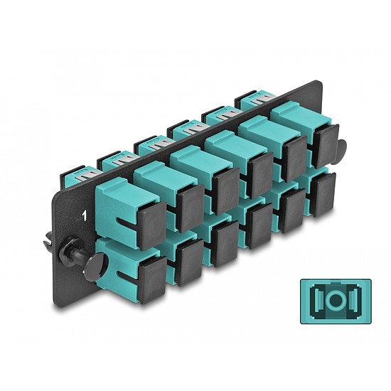 Delock Üvegszálas Adapter Panel SC Simplex OM4 12 Port vízkék (66928)