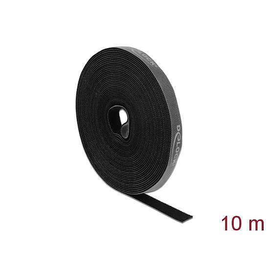 Delock Velcro fekete ragasztó szalag guriga Hx 10 m x Sz 15 mm (18385)