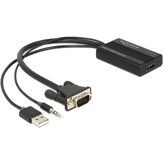 Delock VGA-HDMI adapter audió funkcióval (62597)