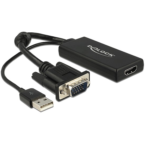 Delock VGA HDMI adapter audió funkcióval fekete (62668)