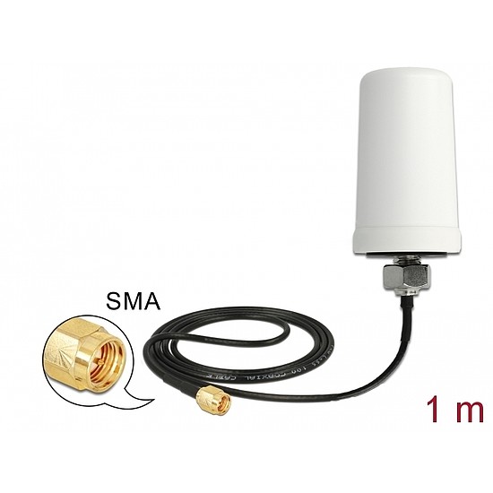 Delock WLAN 802.11 ac/a/h/b/g/n Antenna SMA plug 1.4 - 3.0 dBi omnidirectional with connection cable (89486)