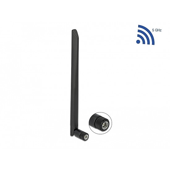 Delock WLAN 802.11 ac/ax/a antenna RP-SMA apa 5 dBi 20 cm hosszú kétirányú billenő csatlakozással ha (12637)