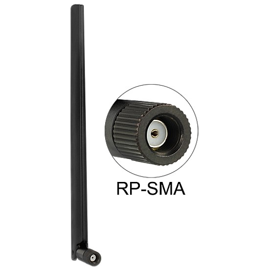 Delock WLAN Antenna RP-SMA 802.11 ac/a/h/b/g/n 3 ~ 6 dBi Omnidirectional Joint (88900)