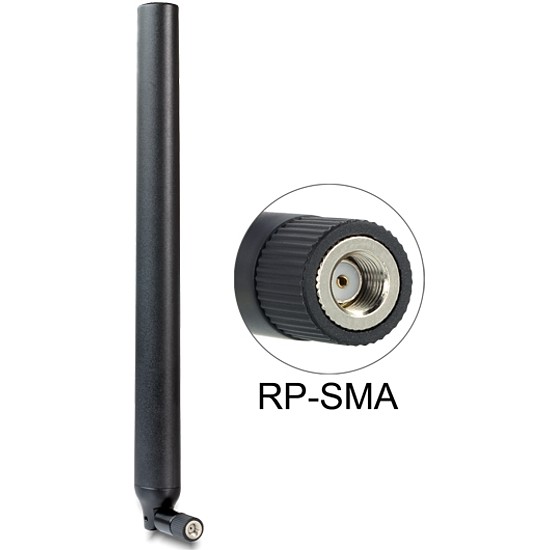 Delock WLAN Antenna RP-SMA 802.11 ac/a/h/b/g/n 5.5 ~ 9 dBi Omnidirectional Joint Black (88991)