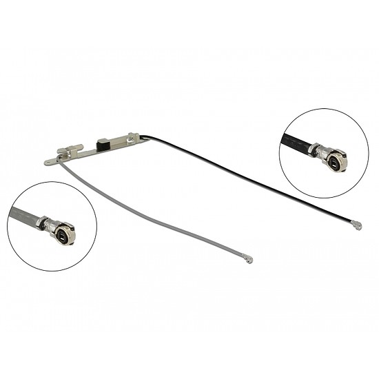 Delock WLAN ikerantenna, 2 x MHF 4L csatlakozódugó 802.11 ac/a/h/b/g/n, 1,12 - 3,18 dBi 1.13 , 36 c (12551)