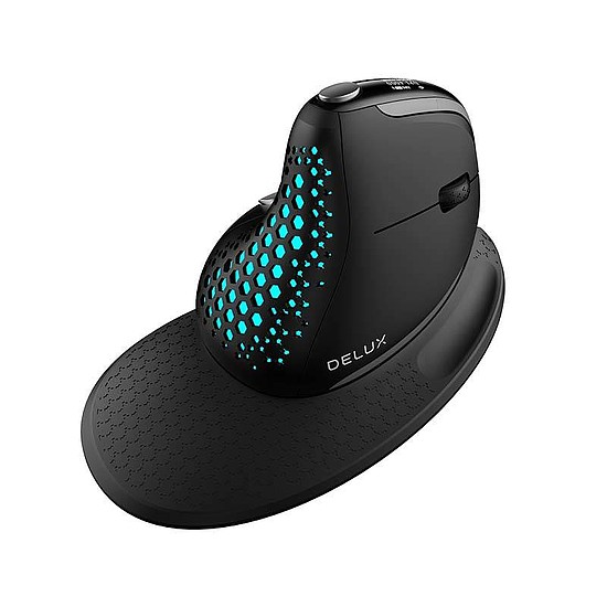 Delux M618XSD vezeték nélküli vertikális, ergonomikus egér BT+2.4G RGB (M618XSD (Black))