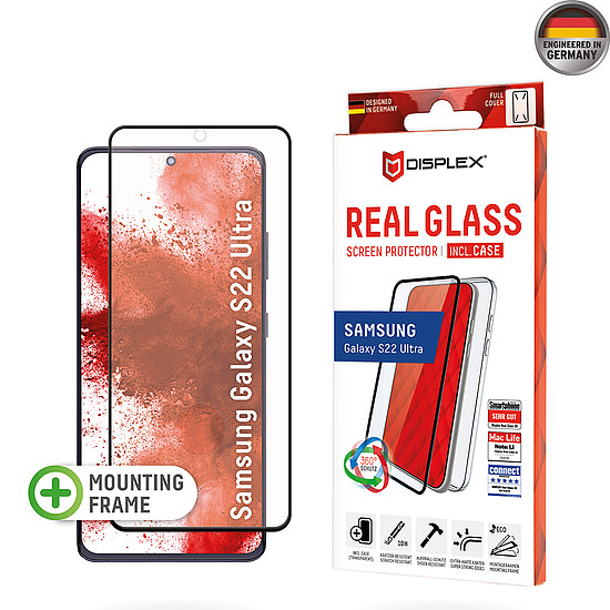 Displex - Prémium [csomag] Real Glass 3D + tok - Samsung Galaxy S22 Ultra 5G - átlátszó