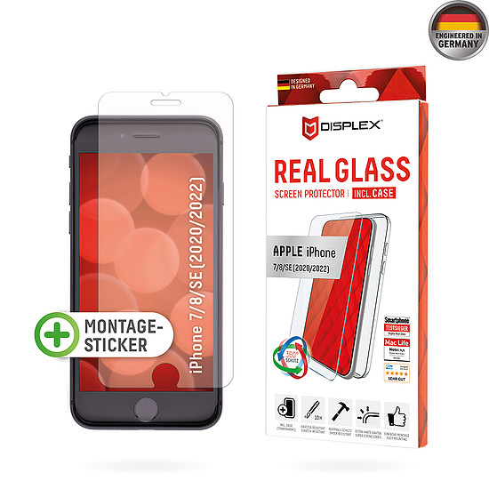 Displex - Prémium [csomag] Real Glass + tok - iPhone 6 / 6S / 7 / 8 / SE 2, SE 2020 / SE 3, SE 2022 - átlátszó