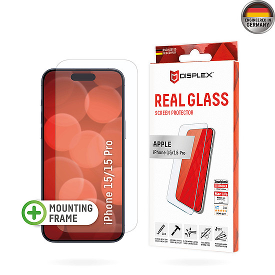 Displex - Premium Real Glass 2D - iPhone 15 / iPhone 15 Pro - Átlátszó