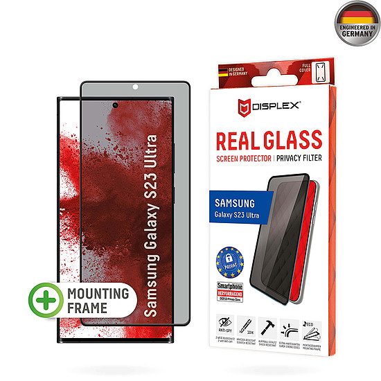 Displex - Premium Real Glass Privacy Full Cover 3D - Samsung Galaxy S23 Ultra - Fekete