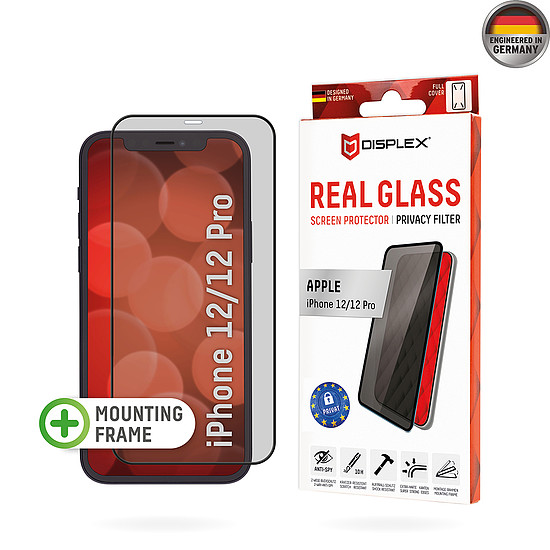 Displex - Premium Real Glass Privacy teljes borítás - iPhone 12 / iPhone 12 Pro - Fekete