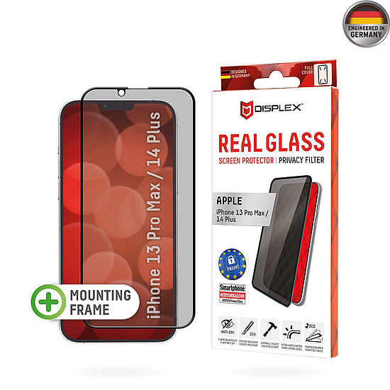 Displex - Premium Real Glass Privacy teljes borítás - iPhone 13 Pro Max / iPhone 14 Plus - Fekete