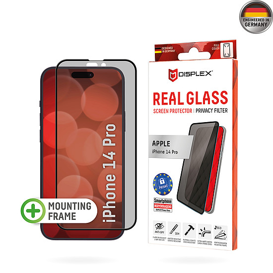 Displex - Premium Real Glass Privacy teljes borítás - iPhone 14 Pro - fekete (KF2324165)