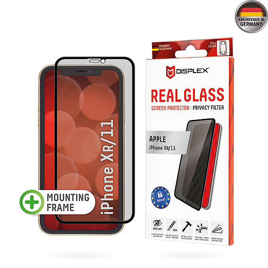 Displex - Premium Real Glass Privacy teljes borítás - iPhone XR / iPhone 11 - fekete