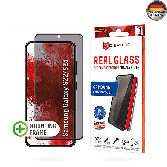 Displex - Premium Real Glass Privacy teljes borítás - Samsung Galaxy S22 5G / S23 - Fekete (KF2324287)