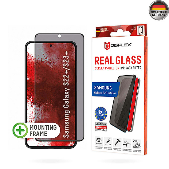 Displex - Premium Real Glass Privacy teljes borítás - Samsung Galaxy S22 Plus 5G / S23 Plus - fekete