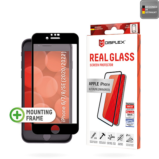 Displex - Premium Real Glass teljes borítás - iPhone 6 / 6S / 7 / 8 / SE 2, SE 2020 / SE 3, SE 2022 - Fekete (KF2324161)