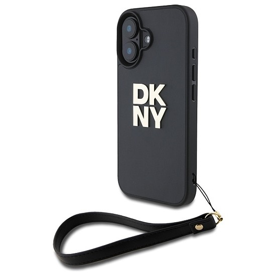 DKNY csuklópánt Stock logó iPhone 16 tok - fekete