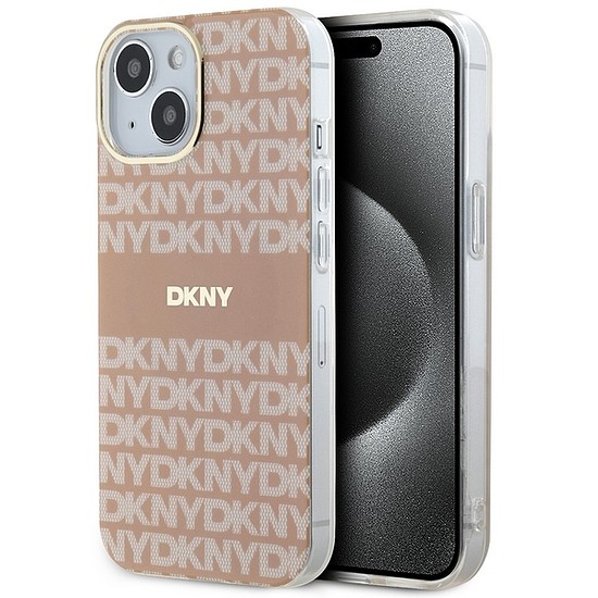 DKNY IML Mono & Stripe MagSafe tok iPhone 15 Plus / 14 Plus telefonhoz - rózsaszín