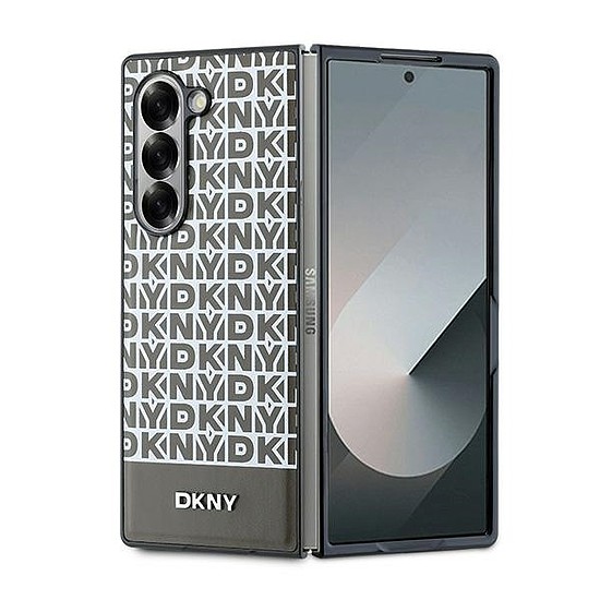 DKNY ismétlődő mintás alsó csíkos tok Samsung Galaxy Z Fold 6 telefonhoz - barna