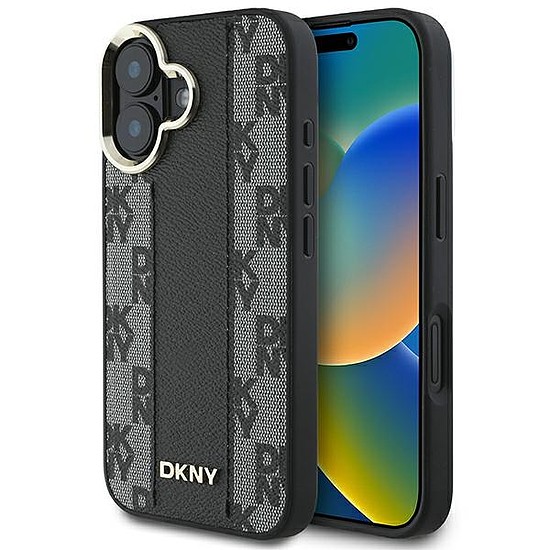 DKNY kockás mintás Magsafe iPhone 16 Plus tok - fekete