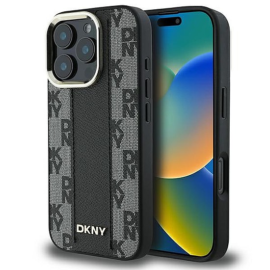 DKNY kockás mintás Magsafe iPhone 16 Pro Max tok - fekete