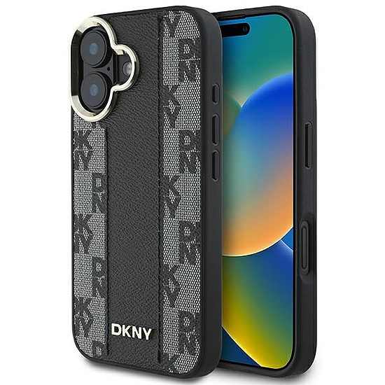 DKNY kockás mintás Magsafe iPhone 16 tok - fekete