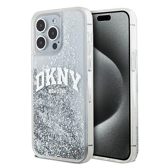 DKNY Liquid Glitter Big Logo tok iPhone 15 Pro-hoz - fehér