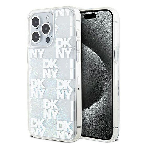 DKNY Liquid Glitter Multilogo tok iPhone 15 Pro Max telefonhoz - fehér