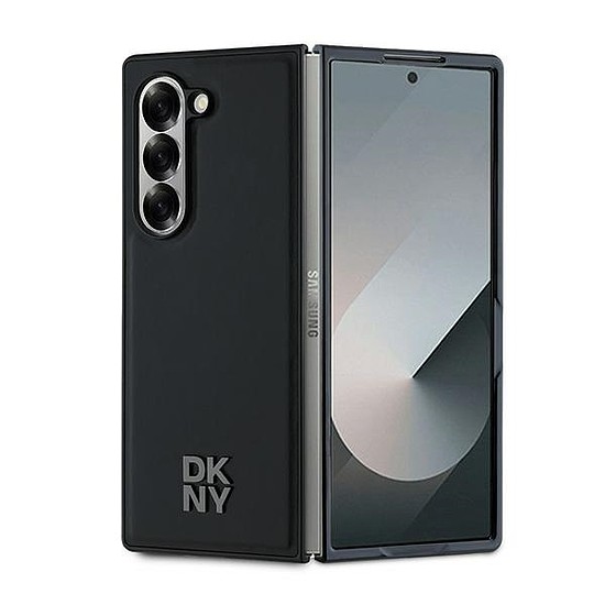 DKNY Magsafe sima bőr fémből készült logós tok Samsung Galaxy Z Fold 6 telefonhoz - fekete