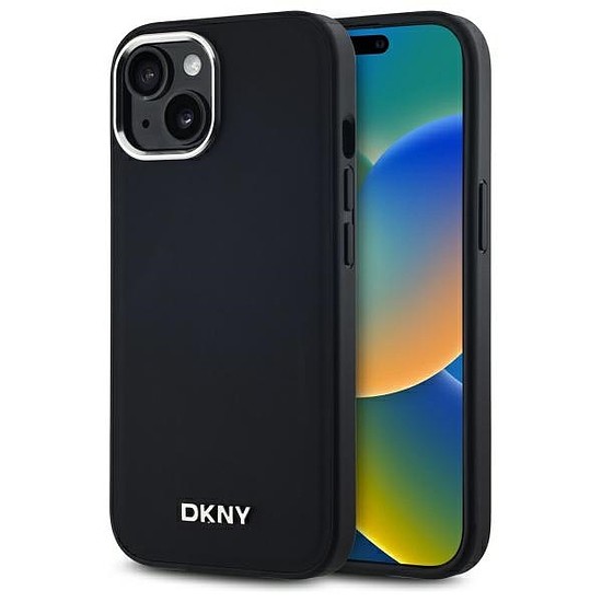 DKNY Plain Logo MagSafe iPhone 14 tok - fekete