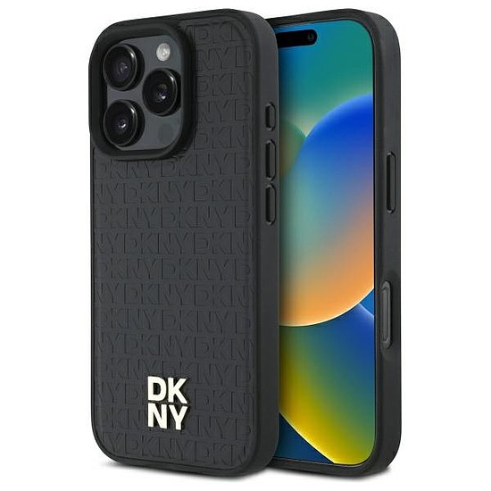 DKNY Repeat Pattern Stack logó MagSafe iPhone 16 Pro Max tok - fekete